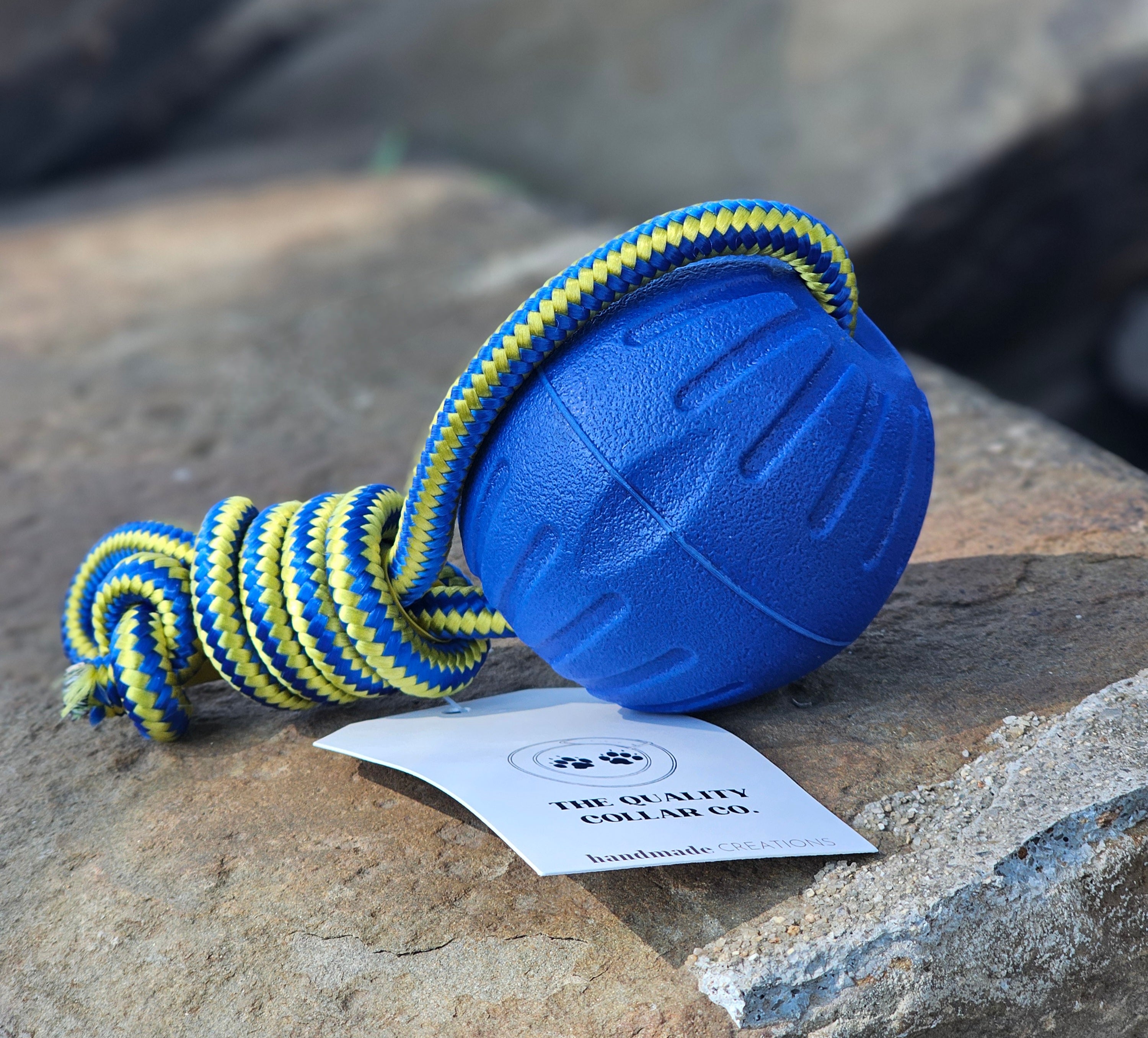 Dura-Foam Ball with Rope Handle by Ruff-Paws!